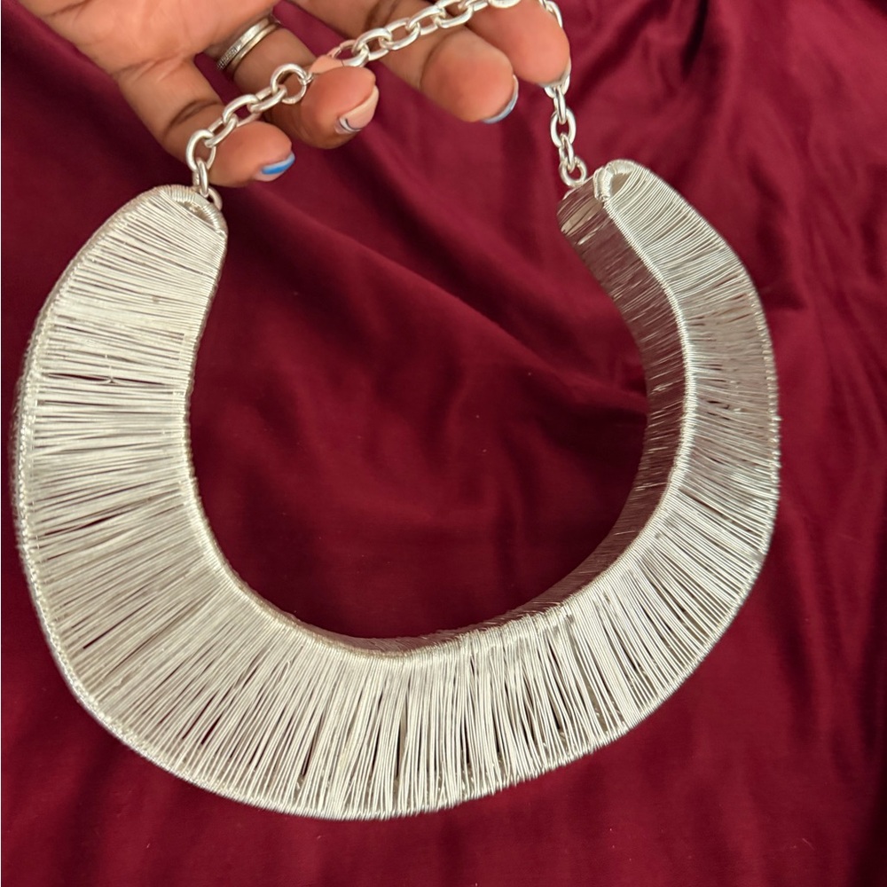 Chic Silver Statement Necklace - image 1